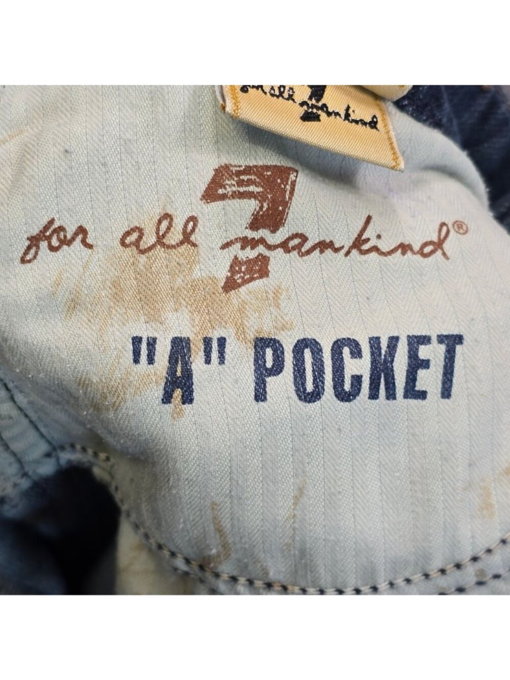 7 For All Mankind Womens Size 31 Flare Jeans Blue Denim "A" Pocket Design USA - Picture 5 of 7